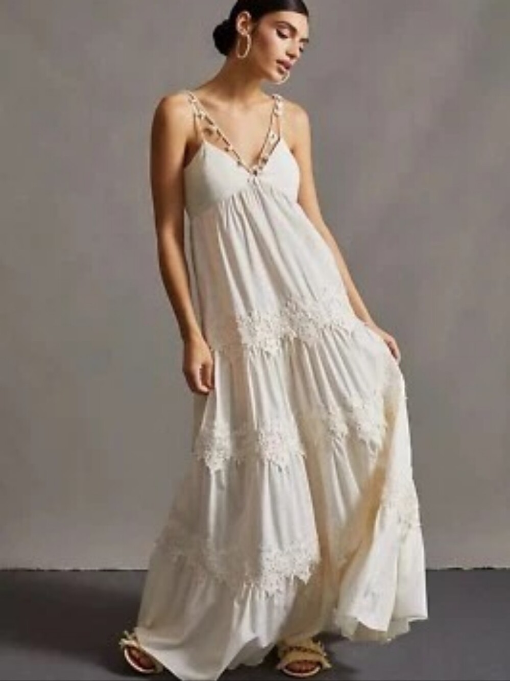 Sachin + Babi Black Maxi Dress with Floral Lace Straps